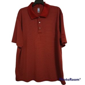 PGA Tour Men's Red Striped Short Sleeve Polo Sz XXL